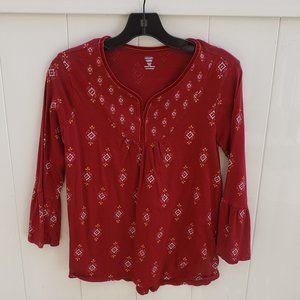 Old Navy Red Patterned Long Sleeve